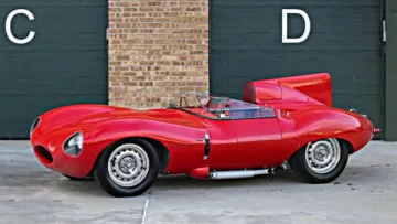 red 1956 Jaguar D-Type