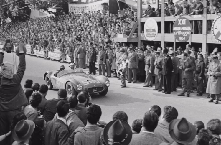 Luigi Musso behind the wheel of the A6GCS at the 1954 Mille Miglia, where he finished 2nd in class and 3rd overall (Courtesy of The Revs Institute for Automotive Research)