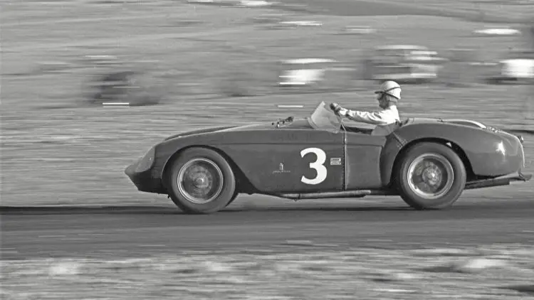 Pat O Connor behind the wheel of 0448 MD at Willow Springs in March of 1956 (Courtesy of Allen R. Kuhn)