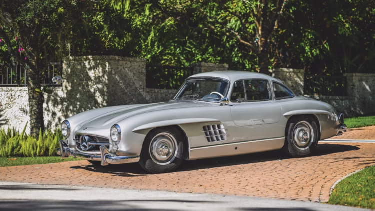 Silver 1955 Mercedes-Benz 300 SL Gullwing
