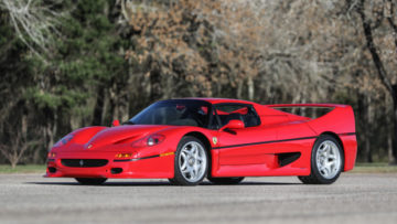 Red 1995 Ferrari F50 ($3,200,000 – $3,600,000) offered at Gooding Scottsdale 2020.