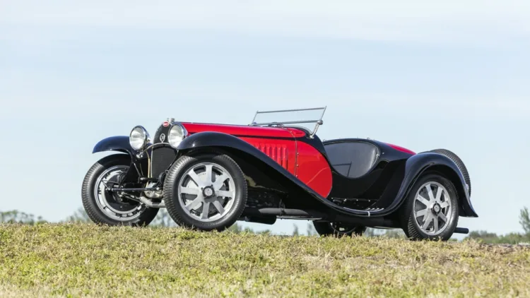 Red and black 1932 Bugatti Type 55 Super Sport Roadster on offer at Bonhams Amelia Island Sale 2020