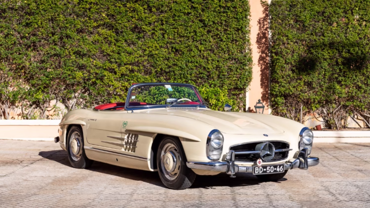 Ivory 1957 Mercedes-Benz 300 SL Roadster sold at RM Sotheby's Paris 2020 auction