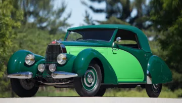 Green 1938 Bugatti Type 57 Cabriolet with coachwork by Letourneur et Marchand,