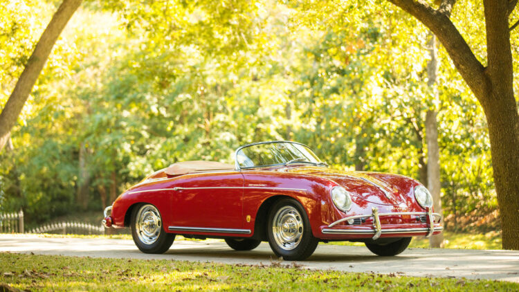 Red 1958 Porsche 356A 1600 T2 Speedster at Bonhams Scottsdale Sale 2021.