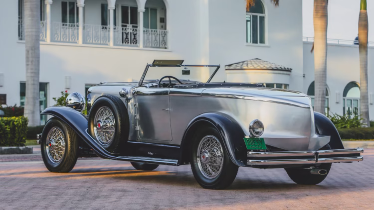 Rear 1929 Duesenberg Model J 'Disappearing Top' Torpedo Convertible Coupe by Murphy on sale at the RM Sotheby's Amelia Island 2021 classic car auction
