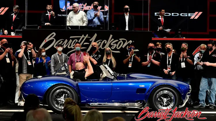 Carroll Shelby's personal 1966 Shelby Cobra 427 Super Snake CSX 3015 sold for $5.5 million as the top result at Barrett-Jackson's 50th Scottsdale, Arizona, collector car auction in March 2021.