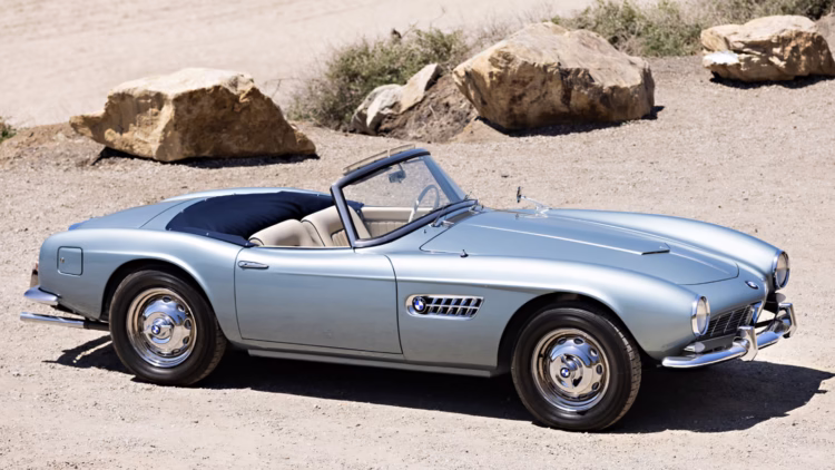 Silver 1957 BMW 507 Series II Roadster sold at Gooding Geared Online May 2021 Auction