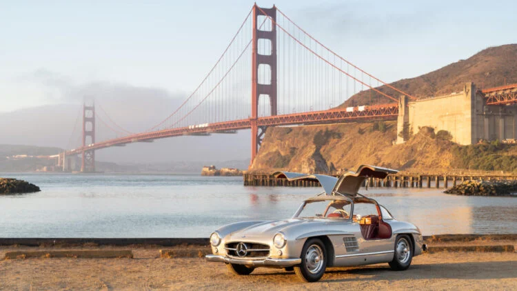 1955 Mercedes-Benz 300 SL Gullwing top results at the Bonhams Audrain Concours Sale 2021 auction in Newport Rhode Island