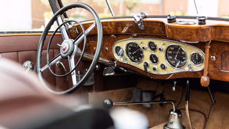 1934 Mercedes-Benz 380K Cabriolet A, interior,on sale at the Bonhams Paris 2022 Rétromobile week classic car auction