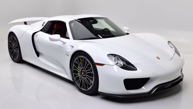 White 2015 Porsche 918 Spyder on sale in the Barrett-Jackson Scottsdale 2022 auction