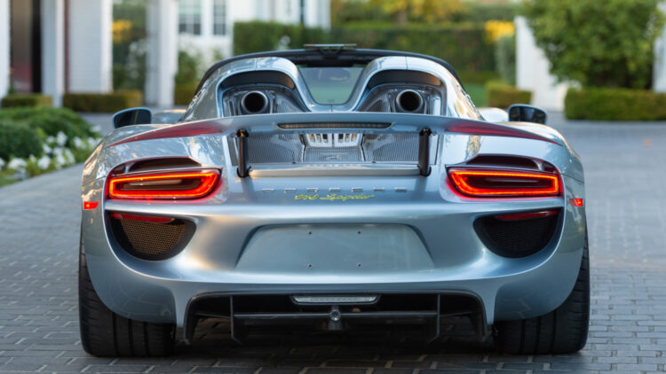 Rear 2015 Porsche 918 Spyder on sale in the RM Sotheby's Arizona Scottsdale 2022 classic car auction