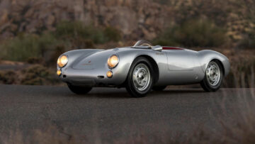 silver 1955 Porsche 550 Spyder on sale Bonhams Amelia Island 2022 classic car auction