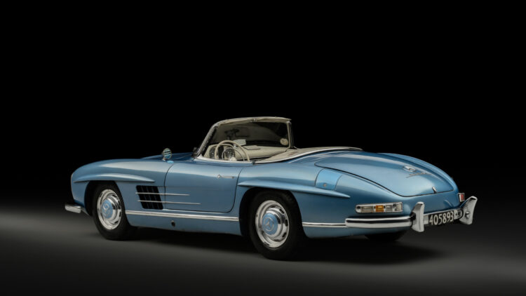 The 1958 Mercedes-Benz 300 SL Roadster of famed racing driver Juan Manuel Fangio is for sale in a sealed bid auction arranged by RM Sotheby's.