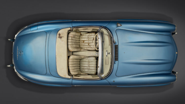 Viewed from above The 1958 Mercedes-Benz 300 SL Roadster of famed racing driver Juan Manuel Fangio is for sale in a sealed bid auction arranged by RM Sotheby's.