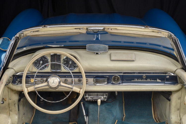 Cockpit of the Ex-Fangio 1958 Mercedes-Benz 300 SL Roadster