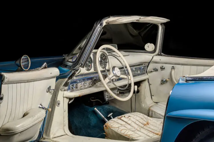 Interior fo the Ex-Fangio 1958 Mercedes-Benz 300 SL Roadster