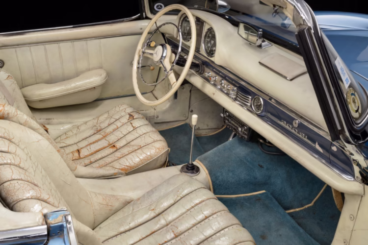 INterior of the Ex-Fangio 1958 Mercedes-Benz 300 SL Roadster
