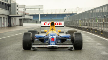 Front Nigel Mansell's 1991 Williams FW14 on sale in the RM Sotheby's Monaco 2022 classic car auction