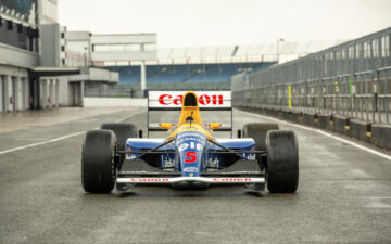 Front Nigel Mansell's 1991 Williams FW14 sold for a marque record results on sale in the RM Sotheby's Monaco 2022 classic car auction