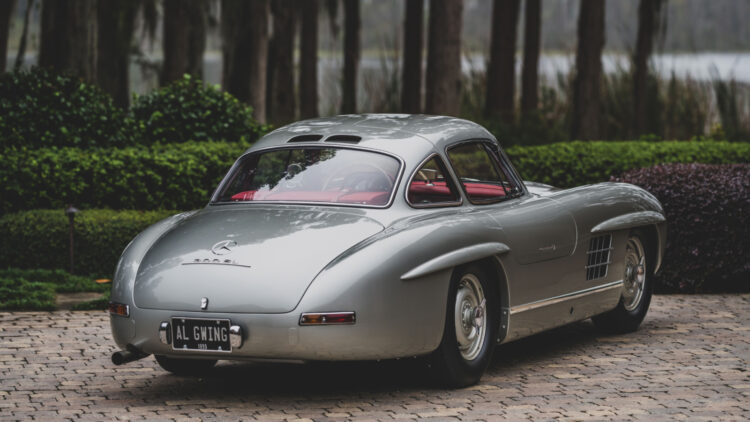Rear view 1955 Mercedes-Benz 300 SL Alloy Gullwing on sale in the RM Sotheby's Monterey 2022 classic car auction