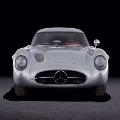 Front view of the 1955 Mercedes-Benz 300 SLR Uhlenhaut Coupé