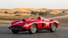 Facing left quarter 1955 Ferrari 410 Sport Spider on sale in the RM Sotheby's Monterey 2022 classic car auction