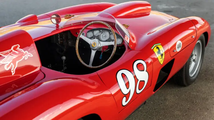 Cockpit of the 1955 Ferrari 410 Sport Spider on sale in the RM Sotheby's Monterey 2022 classic car auction