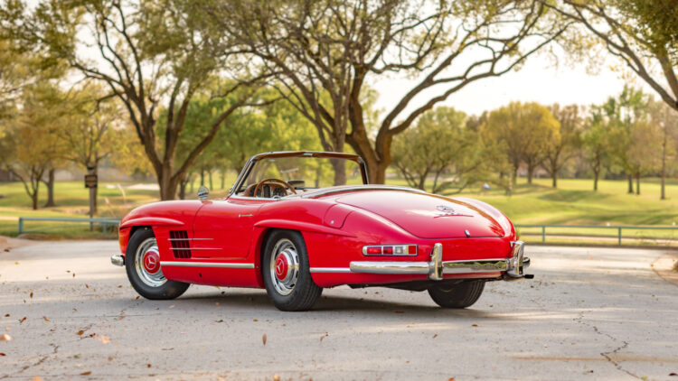 red 1958 Mercedes-Benz 300SL Roadster on sale at Bonhams Quail Lodge 2022 classic car auction during Monterey Motor Week