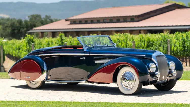 1939 Delage D8-120 Cabriolet Grand Luxe on sale at Gooding Pebble Beach 2022 classic car auction