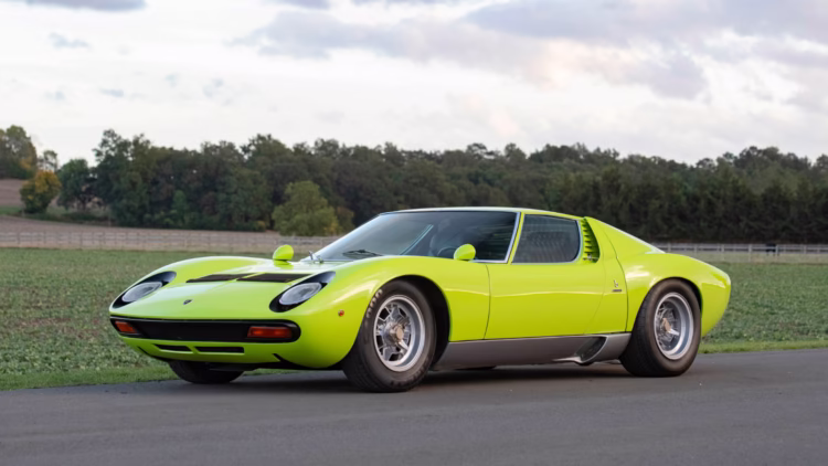Green 1971 Lamborghini Miura SV by Bertone