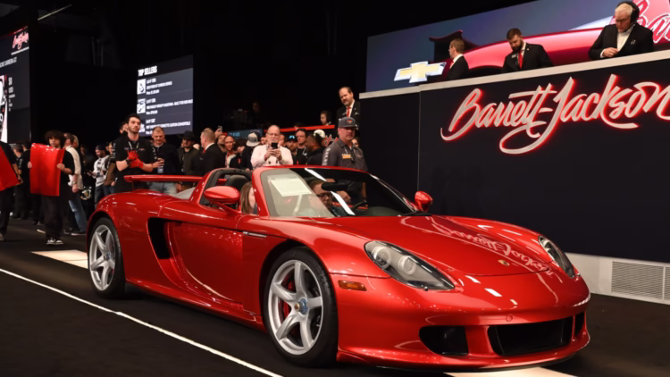 The top sale results at the Barrett-Jackson Scottsdale 2023 collector car auction were for a 1989 Ferrari F40 and a 2005 Porsche Carrera GT.