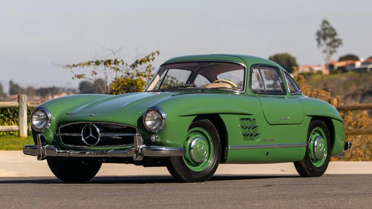 A green 1955 Mercedes-Benz 300 SL Gullwing sold for a strong $1,815,000 to top the results at the Mecum Glendale 2023 collector car auction.