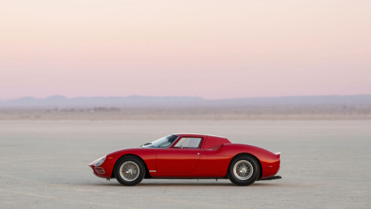 side profile 1964 Ferrari 250 LM by Scaglietti on sale at RM Sotheby's Monterey 2023 auction