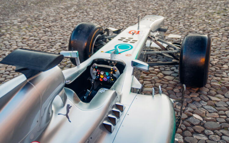A 2013 Mercedes Formula 1 W04, driven by Lewis Hamilton to his first grand prix victory for Mercedes-AMG Petronas is on sale at the RM Sotheby's Las Vegas 2023 sale.