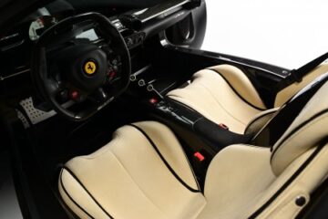 Cream interior of Sammy Hagar's 2015 Ferrari LaFerrari on sale at Barrett-Jackson Scottsdale 2024 auction