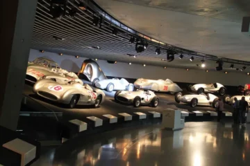 Silver Arrows in the Mercedes-Benz Museum in Germany