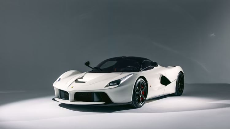 White 2016 Ferrari LaFerrari for sale in the RM Sotheby's Paris 2024 classic car auction.