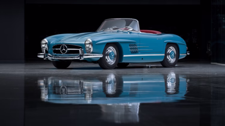 Light Blue 1959 Mercedes-Benz 300 SL Roadster top sales results at RM Sotheby's Dare to Dream Toronto 2024 auction