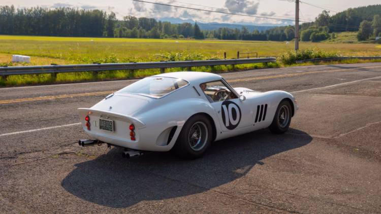 rear three quarter view of A white 1962 Ferrari 250 GTO for sale at the Mecum Kissimmee car auction in 2026