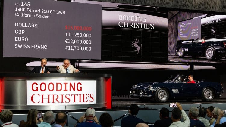1960 Ferrari 250 GT SWB California Spider on the auction block at Gooding Christie's Amelia Island 2026