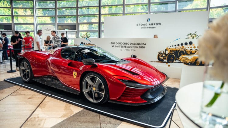 The 2023 Ferrari Daytona SP3 topped the sales results at the Broad Arrow Villa d'Este 2026 classic car auction in Italy