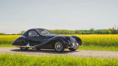 1938 Talbot-Lago T150-C SS Teardrop Coupe by Figoni et Falaschi, chassis 90117, on sale at RM Sotheby's Monterey 2026 auction