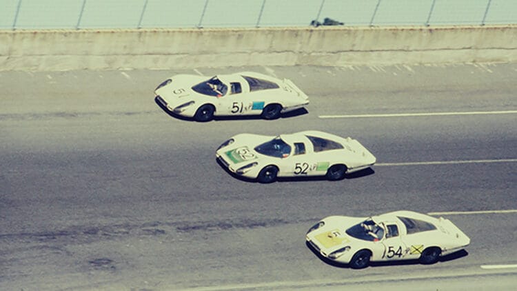 1968 Porsche 907 Langheck — First Porsche 24-Hour Race Winner leading Porsche 1 2 3 at Daytona