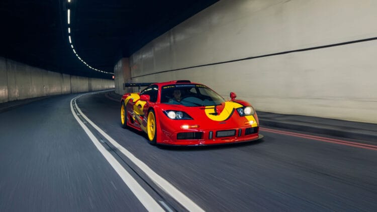 In tunnel 1996 McLaren F1 GTR, 10R, on sale at RM Sotheby's Monterey 2026 auction