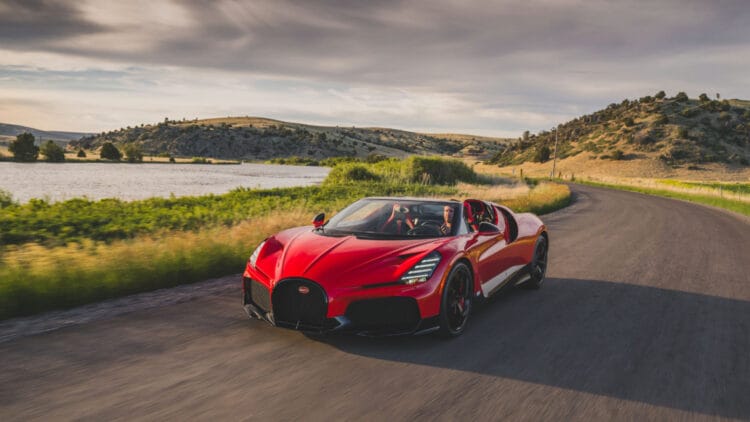 red 2025 Bugatti Mistral on sale at RM Sotheby's Monterey 2026