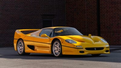 yellow 1996 Ferrari F50 on sale at the Mecum Monterey 2026 auction