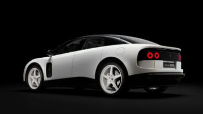 Rear Quarter view of the 2026 Ferrari Luce Tailor Made Chassis 0 the most expensive charity, new, and electric car ever sold at public auction.